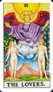 THE LOVERS in The RIDER WAITE Deck of Tarot Cards