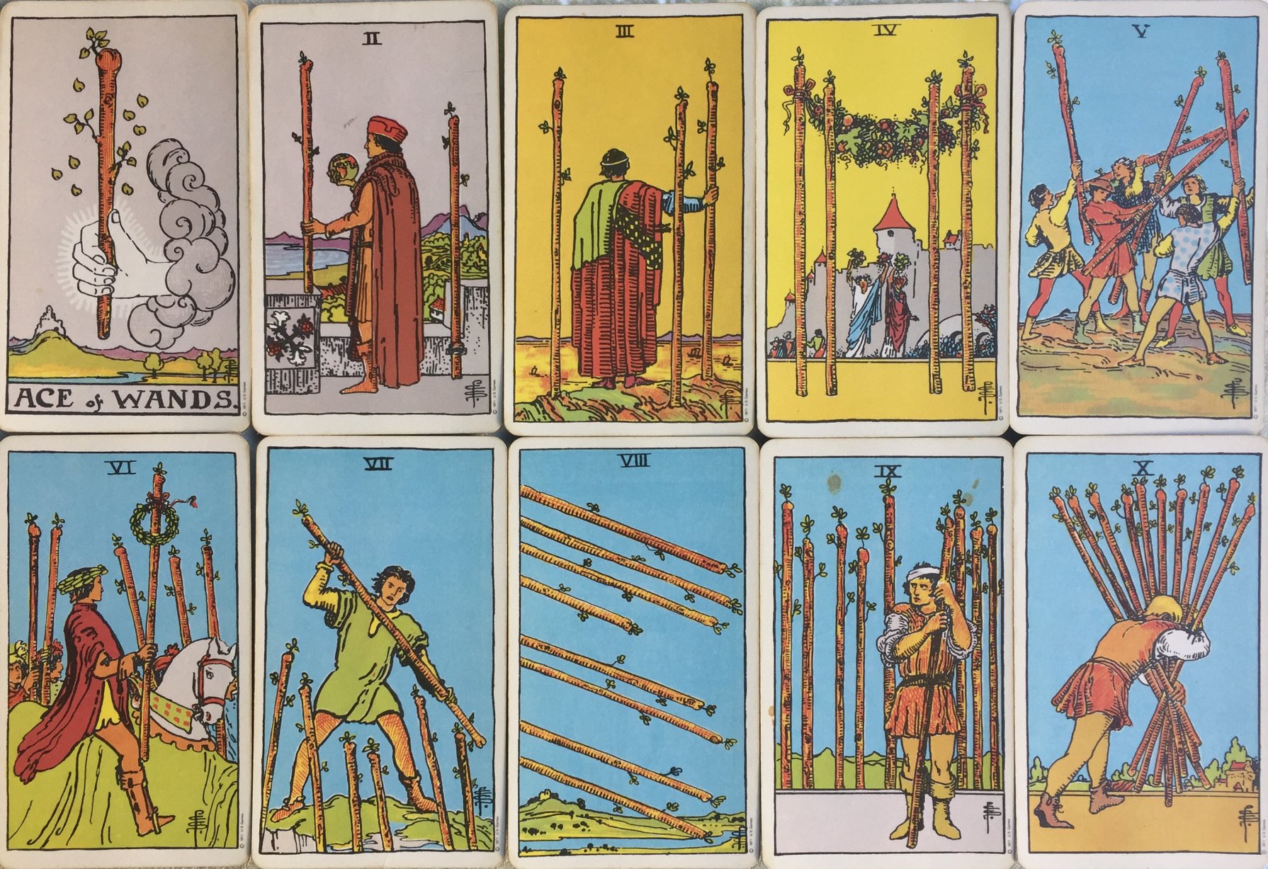 The Suit of Wands in the Rider Waite Smith Deck of Tarot Cards